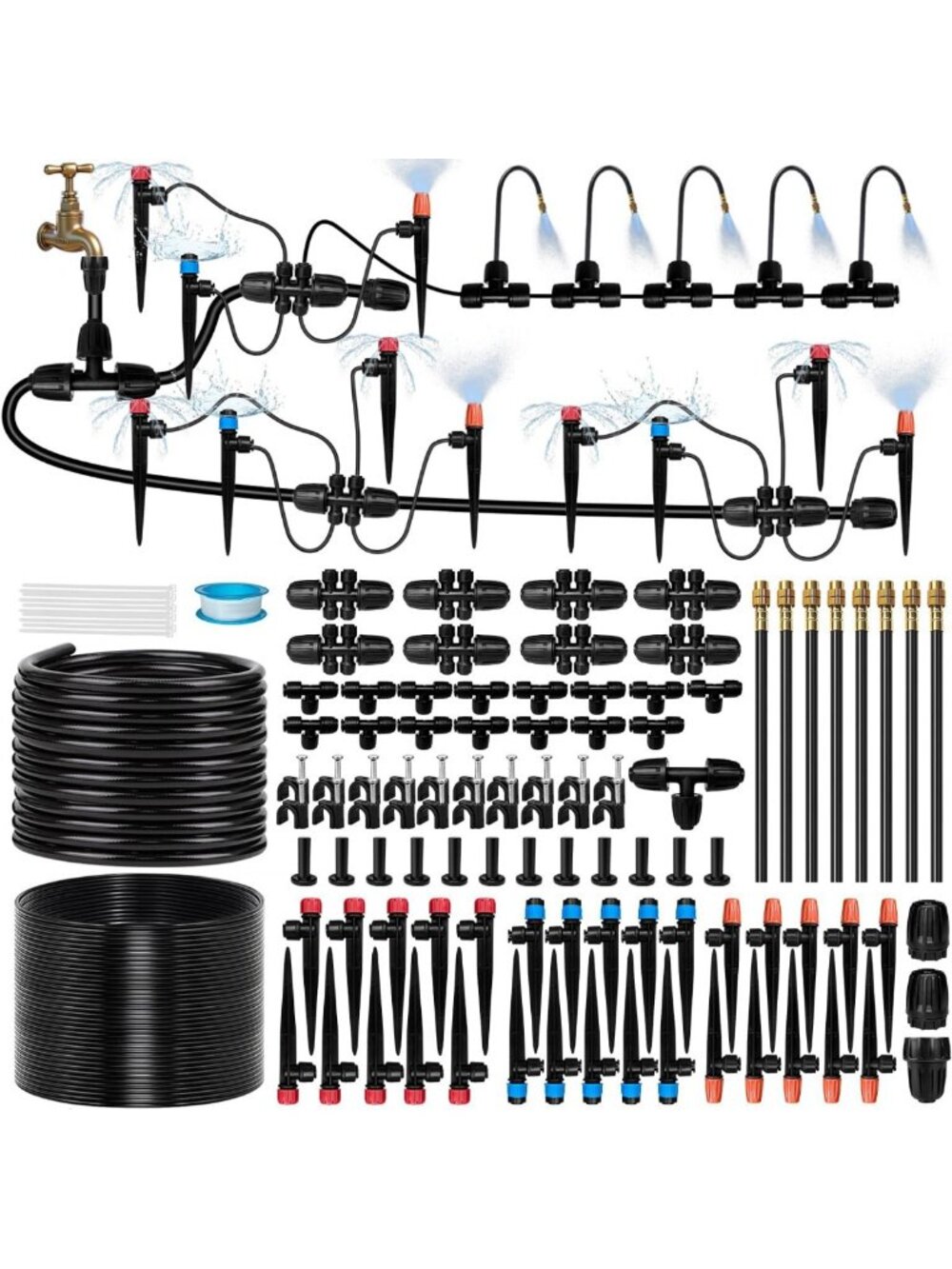 230FT Drip Irrigation System - Adjustable Nozzles, Automatic Watering for